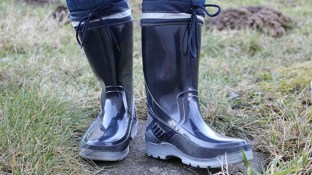 rubber boots in grass