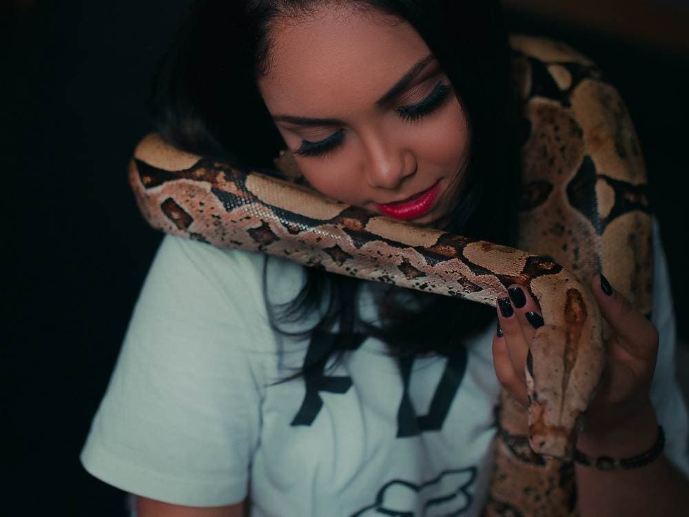 snake with beautiful woman